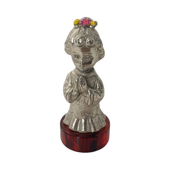 Praying Girl Pewter Figurine Peltro Made in Italy - Picture 1 of 10